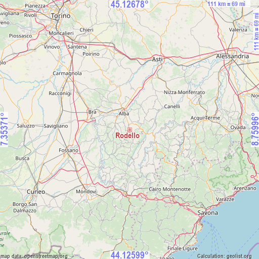 Rodello on map