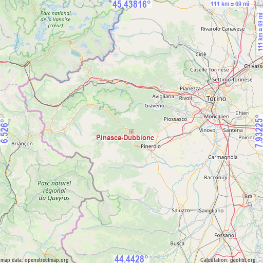 Pinasca-Dubbione on map