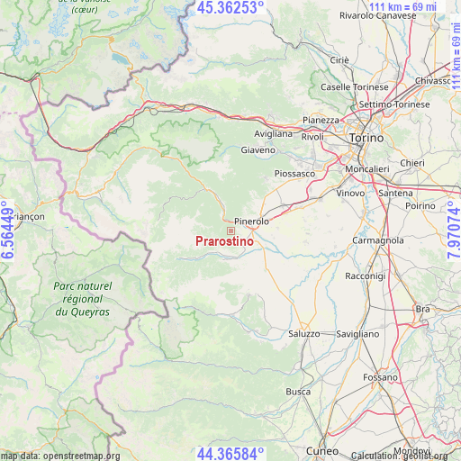 Prarostino on map