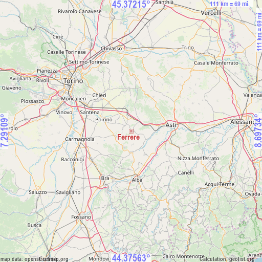 Ferrere on map