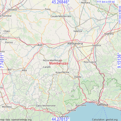 Mombaruzzo on map