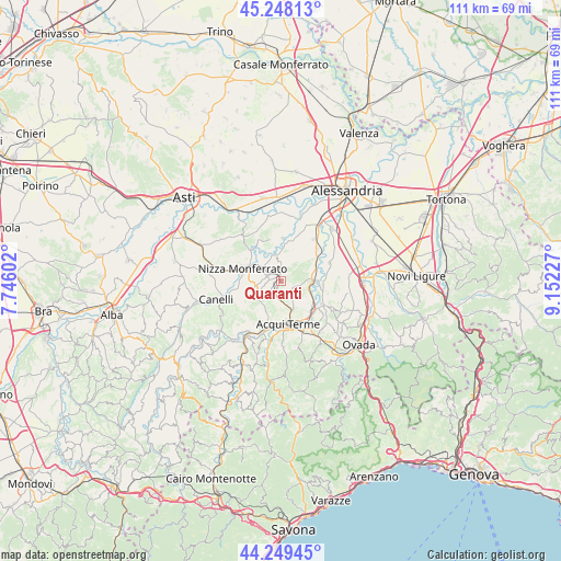 Quaranti on map