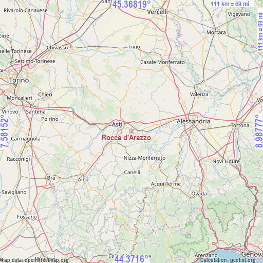 Rocca d'Arazzo on map