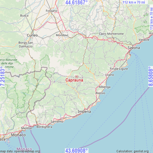 Caprauna on map