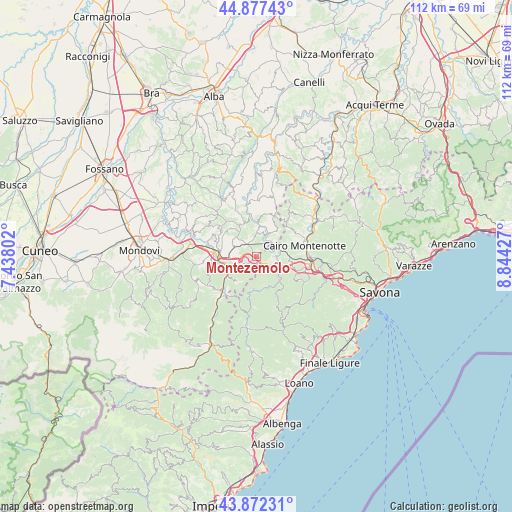 Montezemolo on map