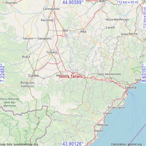 Niella Tanaro on map