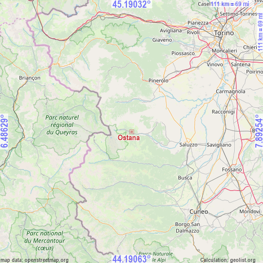 Ostana on map