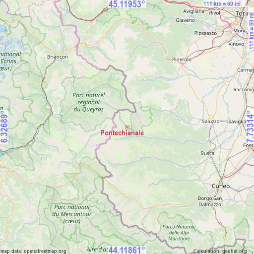 Pontechianale on map