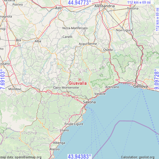 Giusvalla on map