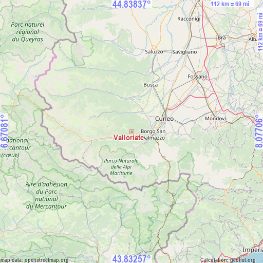 Valloriate on map