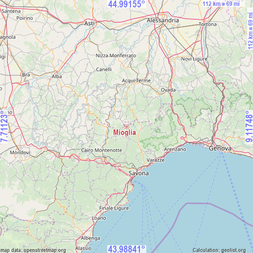 Mioglia on map