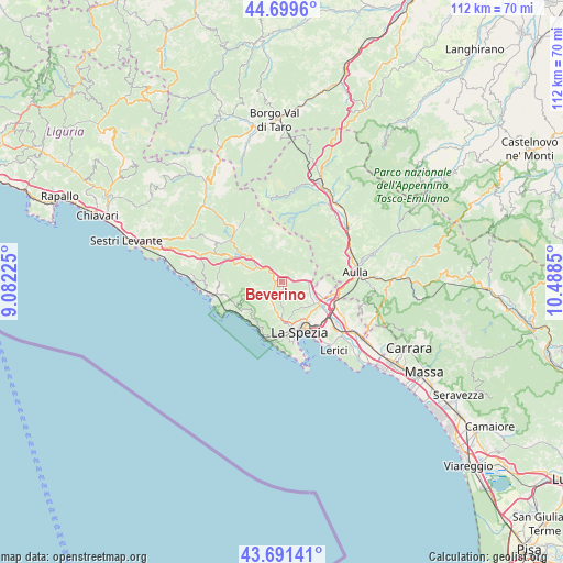 Beverino on map