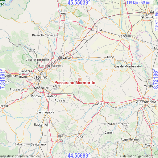 Passerano Marmorito on map