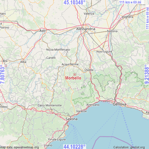 Morbello on map