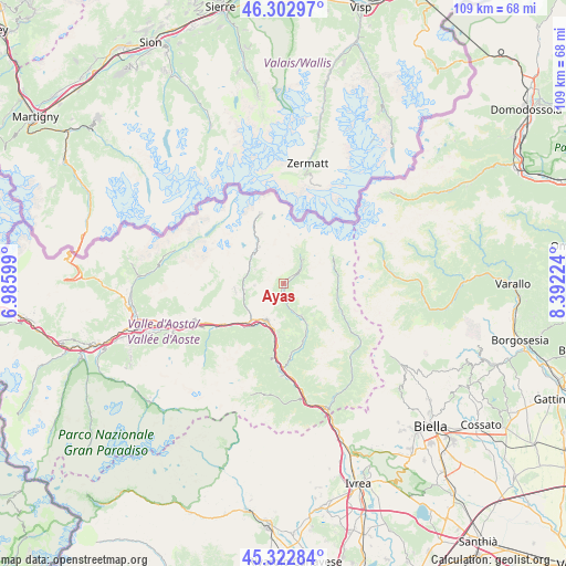 Ayas on map