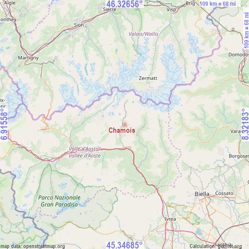 Chamois on map