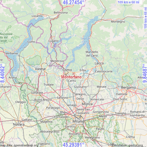 Montorfano on map