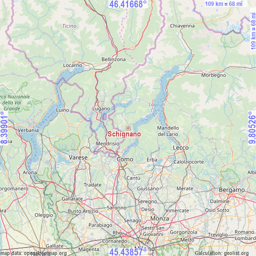 Schignano on map