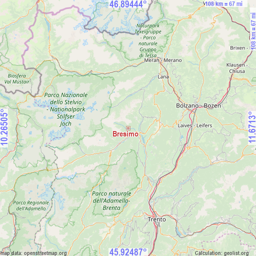 Bresimo on map