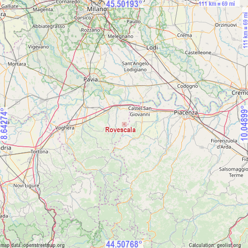 Rovescala on map