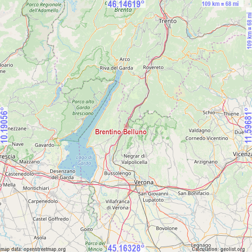 Brentino Belluno on map