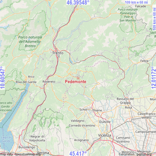 Pedemonte on map