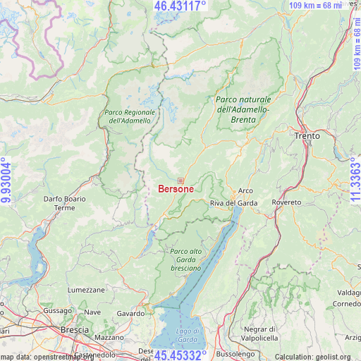 Bersone on map