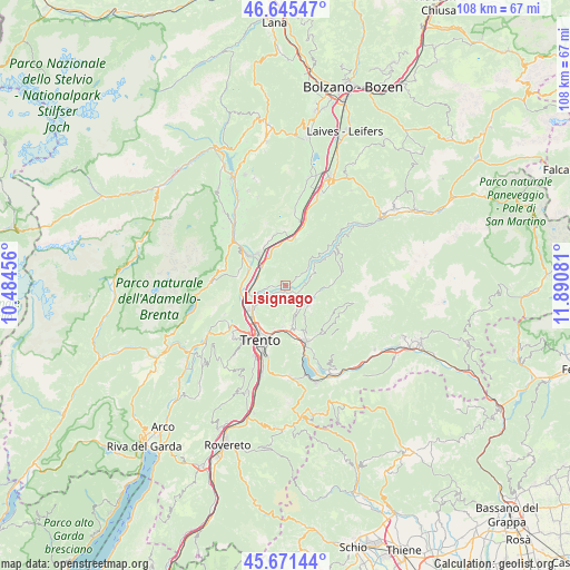 Lisignago on map