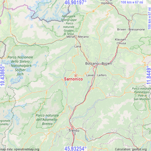 Sarnonico on map