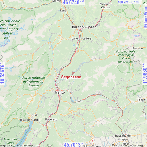 Segonzano on map