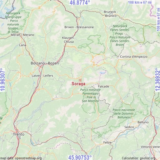 Soraga on map