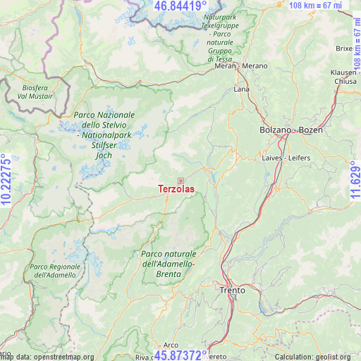 Terzolas on map