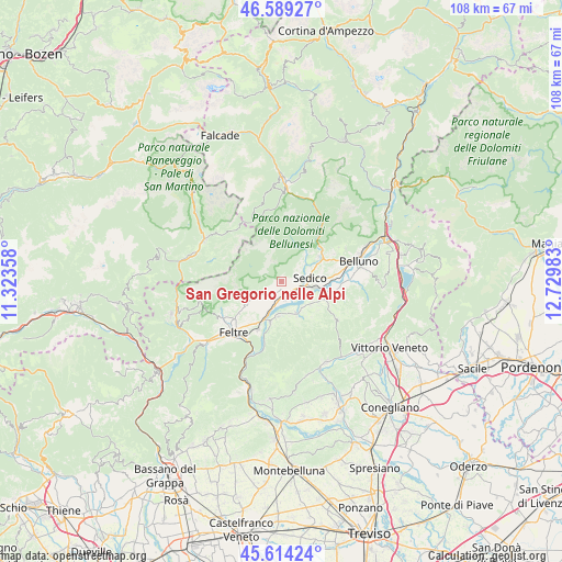 San Gregorio nelle Alpi on map