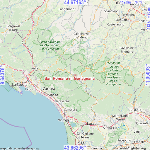 San Romano in Garfagnana on map