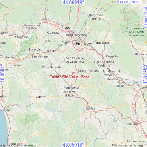 Tavarnelle Val di Pesa on map