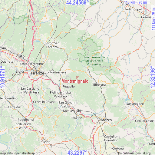 Montemignaio on map