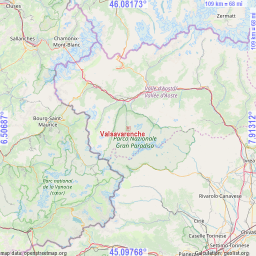 Valsavarenche on map