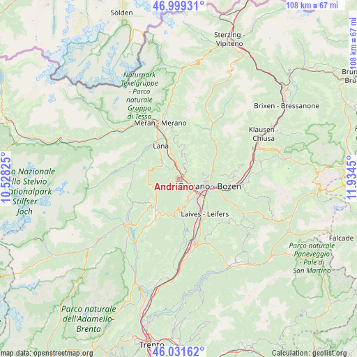 Andriano on map