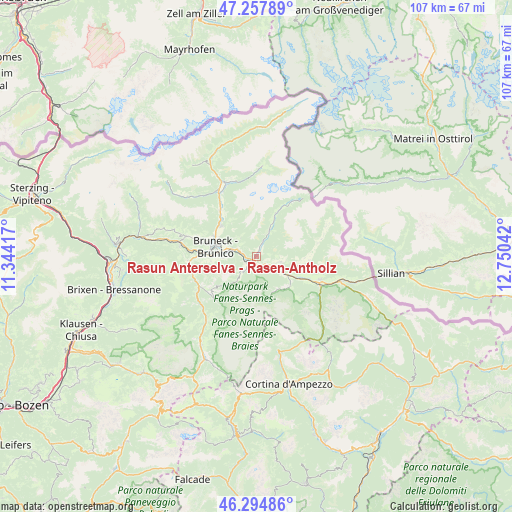Rasun Anterselva - Rasen-Antholz on map