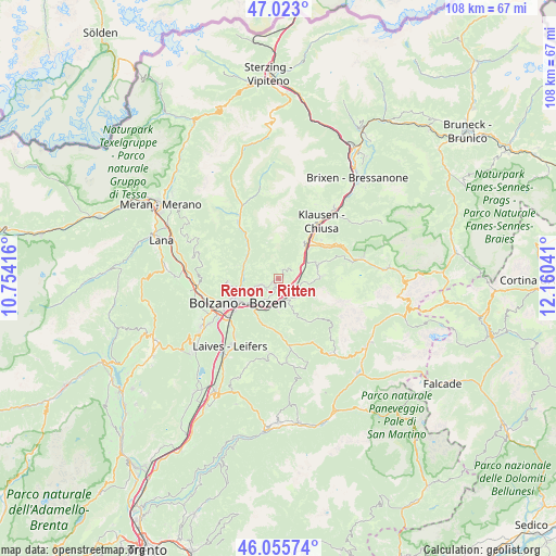 Renon - Ritten on map