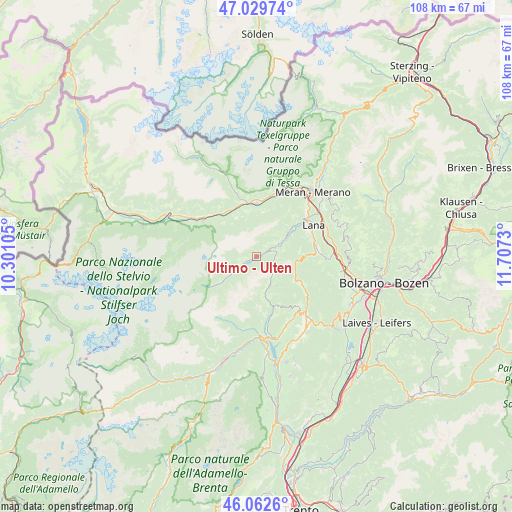 Ultimo - Ulten on map