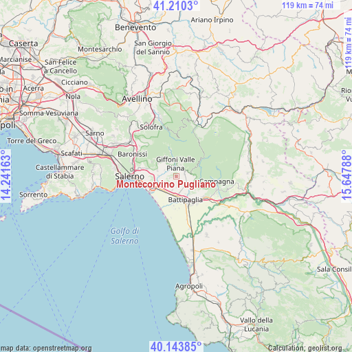 Montecorvino Pugliano on map