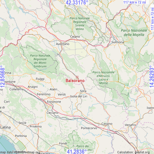 Balsorano on map