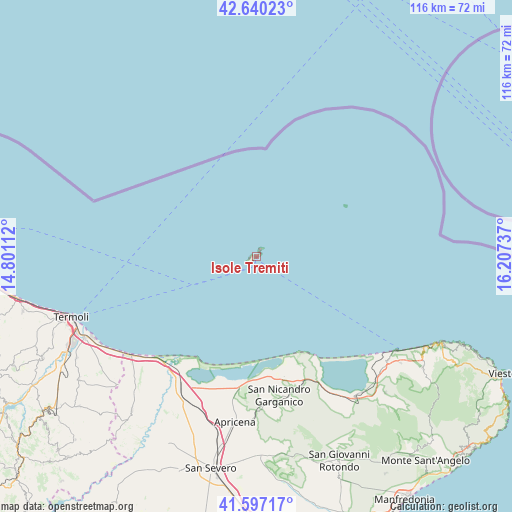 Isole Tremiti on map