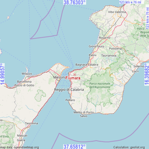 Fiumara on map