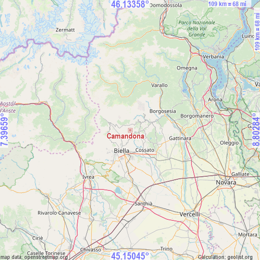 Camandona on map