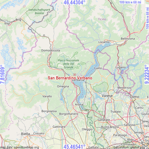 San Bernardino Verbano on map