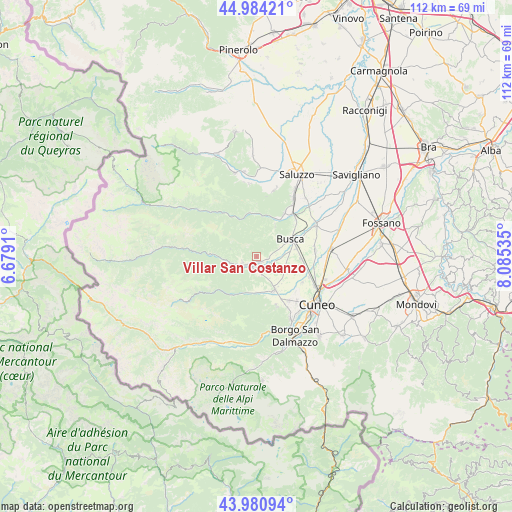 Villar San Costanzo on map