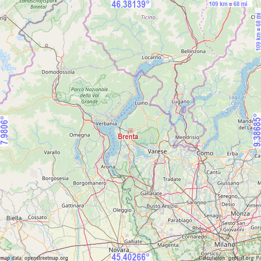 Brenta on map