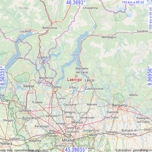 Lasnigo on map